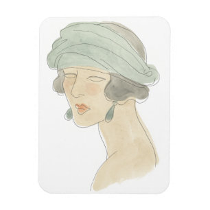 Flapper Fashion Sketch - Portrait Magnet
