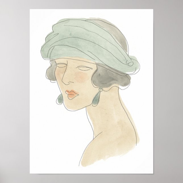 Flapper Fashion Sketch - Portrait Poster (Front)