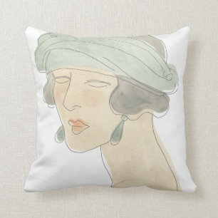 Flapper Fashion Sketch - Portrait Throw Pillow
