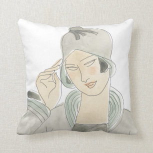 Flapper Fashion Sketch Throw Pillow