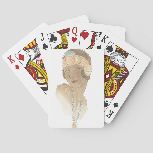 Flapper Fashion Sketch - Woman with Hairpiece Poker Cards (Back)