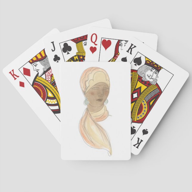 Flapper Fashion Sketch - Woman with Scarf Poker Cards (Back)