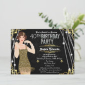 Flapper Girl Birthday Invitation (Standing Front)