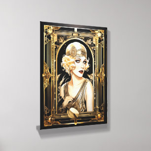 Flapper girl blonde hair great gatsby theme decor canvas photo tile 