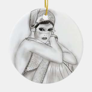 Flapper Girl Ceramic Ornament