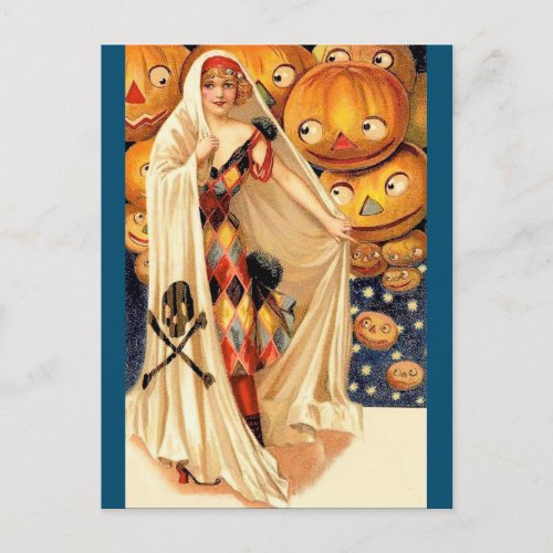 Flapper girl Halloween Postcard