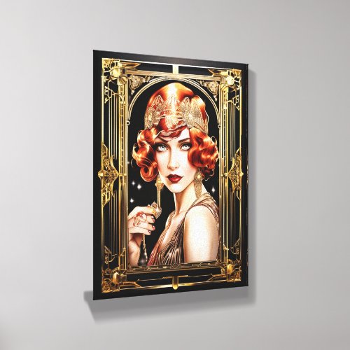 Flapper girl red hair great gatsby theme decor canvas photo tile 