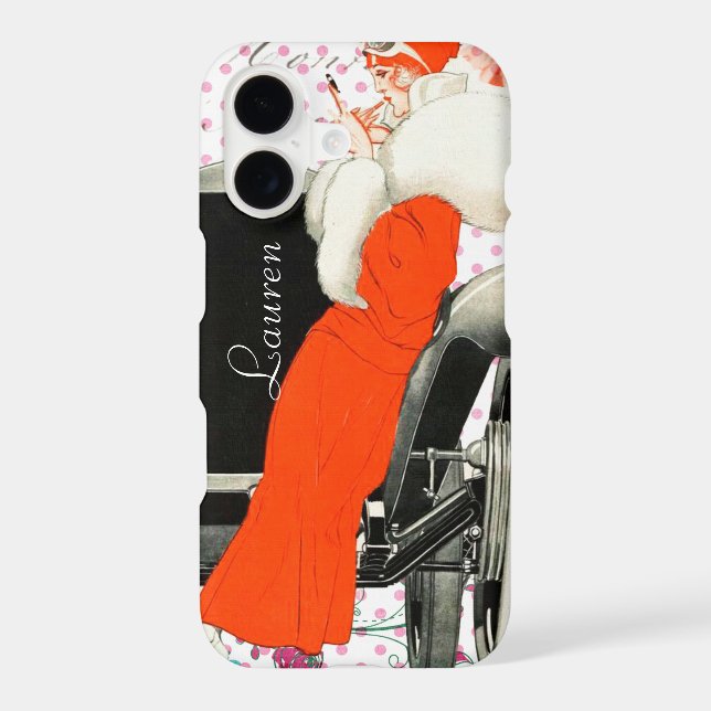 Flapper Girl Roadster Personalized iPhone Case (Back)