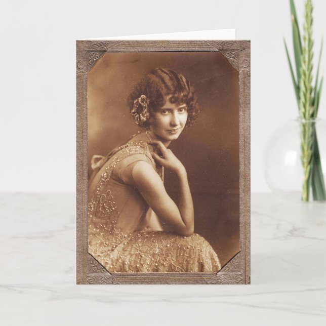 Flapper Girl Roaring Twenties 1920s Antique Photo Card (Front)
