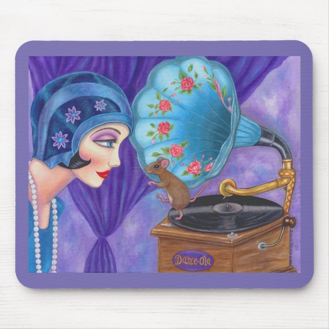 Flapper Girl Roaring Twenties Mouse Gramophone Mouse Pad (Front)