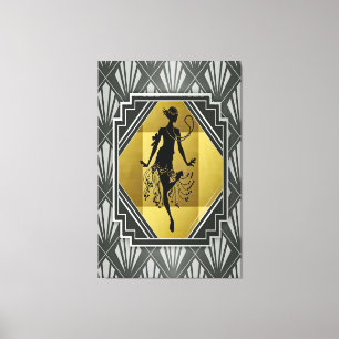 flapper girl wrapped canvas print