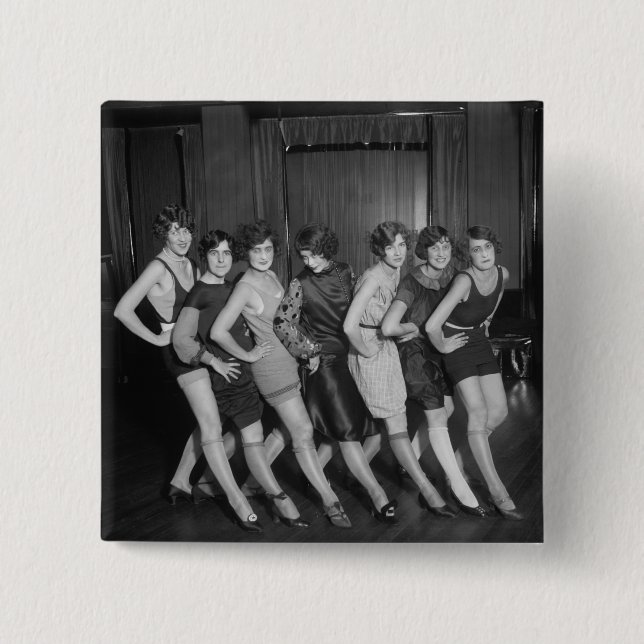 Flapper Girls: 1925 Pinback Button (Front)