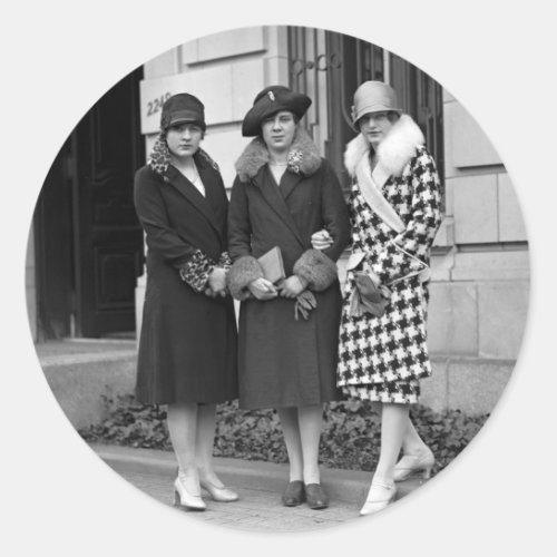 Flapper Girls Cloche Hats 1920s Classic Round Sticker