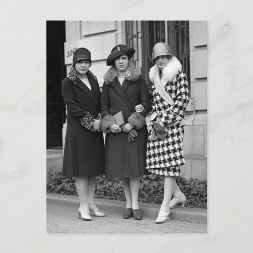 Flapper Girls Cloche Hats 1920s Postcard