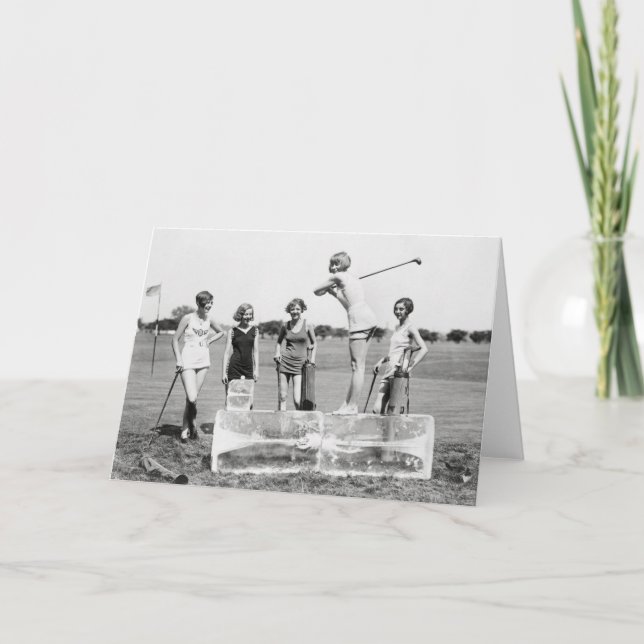 Flapper Girls Playing Golf, 1926 Card (Front)