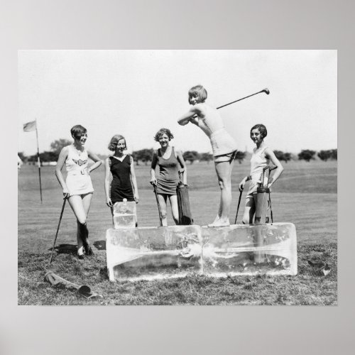 Flapper Girls Playing Golf 1926 Vintage Photo Poster
