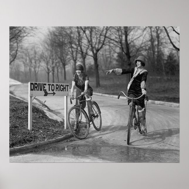 Flapper Girls Riding Bicycles, 1925. Vintage Photo Poster (Front)
