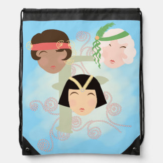 Flapper girls roaring twenties drawstring bag
