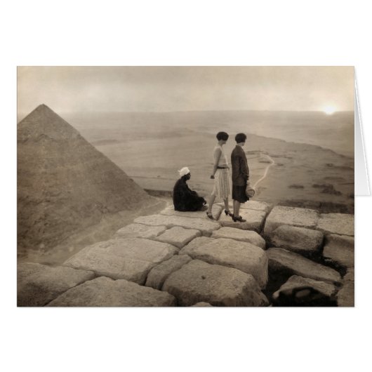Flapper Girls Sunrise Khufu Pyramid, Egypt 1920  (Front Horizontal)