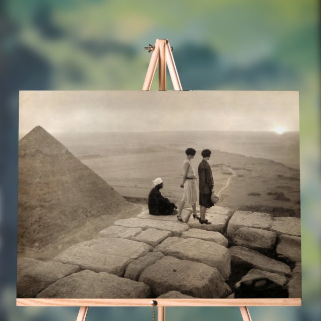 Flapper Girls Sunrise Khufu Pyramid, Egypt 1920  Acrylic Sign (Neutral)
