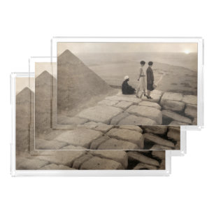 Flapper Girls Sunrise Khufu Pyramid, Egypt 1920 Acrylic Tray