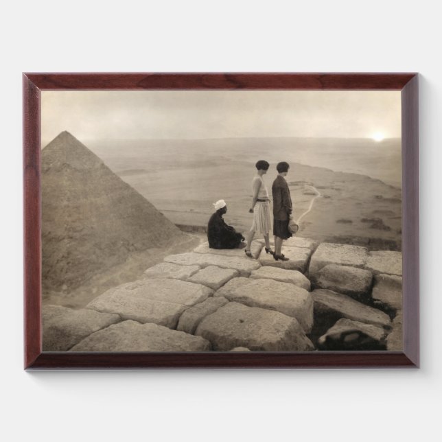 Flapper Girls Sunrise Khufu Pyramid, Egypt 1920  Award Plaque (Horizontal)