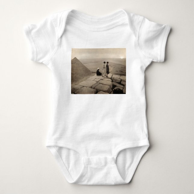 Flapper Girls Sunrise Khufu Pyramid, Egypt 1920  Baby Bodysuit (Front)
