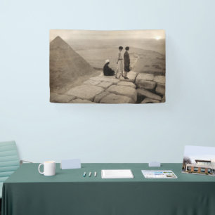 Flapper Girls Sunrise Khufu Pyramid, Egypt 1920 Banner