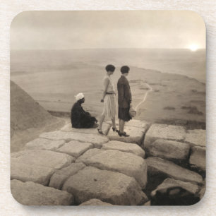 Flapper Girls Sunrise Khufu Pyramid, Egypt 1920 Beverage Coaster