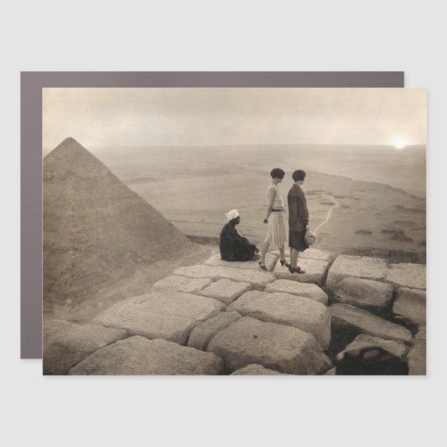 Flapper Girls Sunrise Khufu Pyramid, Egypt 1920  Car Magnet (Front)