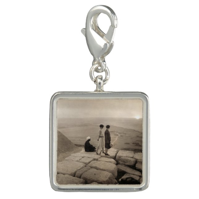 Flapper Girls Sunrise Khufu Pyramid, Egypt 1920  Charm (Front)