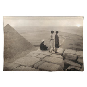 Flapper Girls Sunrise Khufu Pyramid, Egypt 1920 Cloth Placemat