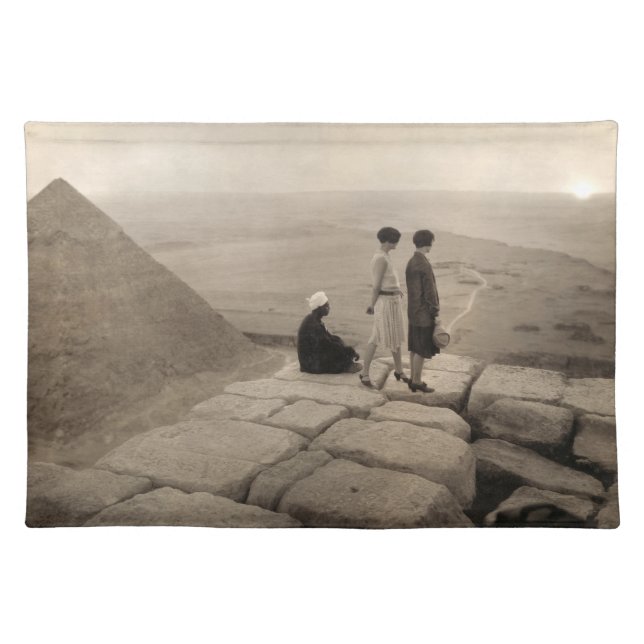 Flapper Girls Sunrise Khufu Pyramid, Egypt 1920  Cloth Placemat (Front)