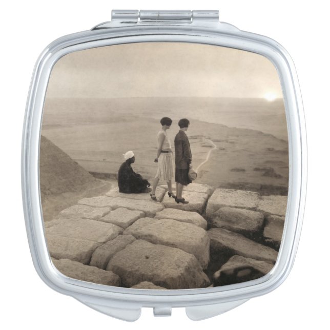Flapper Girls Sunrise Khufu Pyramid, Egypt 1920  Compact Mirror (Front)