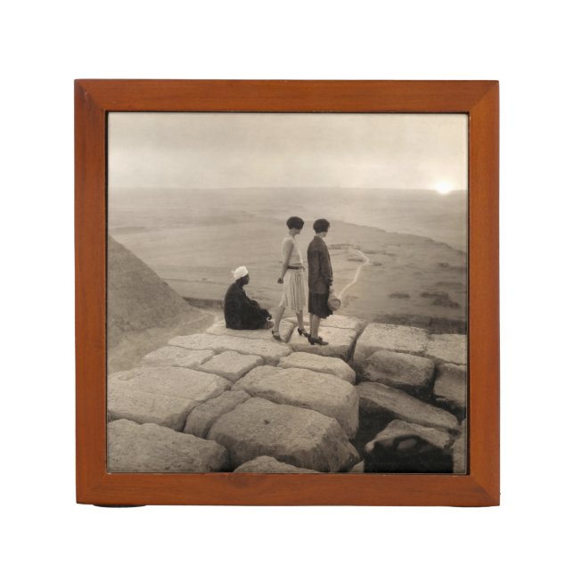 Flapper Girls Sunrise Khufu Pyramid, Egypt 1920  Desk Organizer (Front)