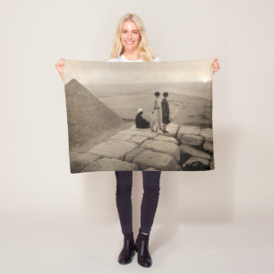 Flapper Girls Sunrise Khufu Pyramid, Egypt 1920 Fleece Blanket