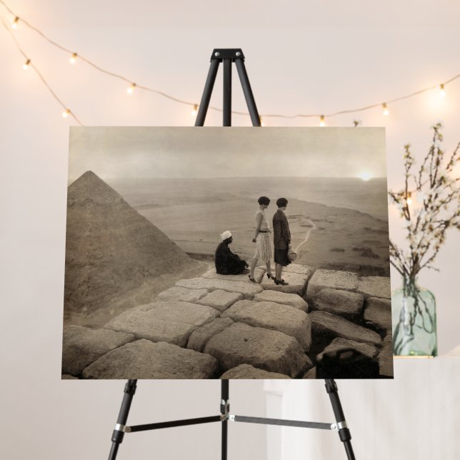 Flapper Girls Sunrise Khufu Pyramid, Egypt 1920  Foam Board (In Situ (Stand))