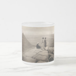 Flapper Girls Sunrise Khufu Pyramid, Egypt 1920 Frosted Glass Coffee Mug