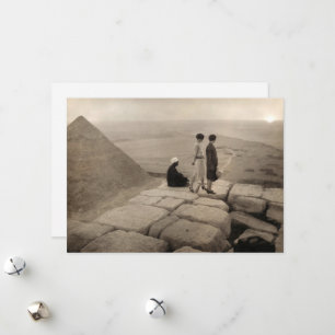 Flapper Girls Sunrise Khufu Pyramid, Egypt 1920 Holiday Card