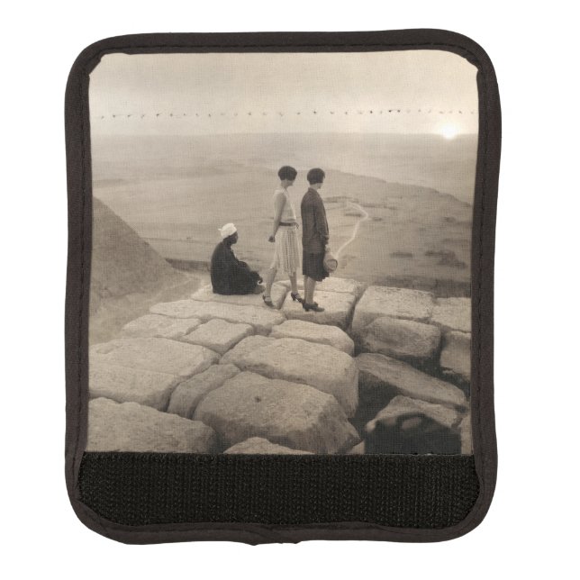 Flapper Girls Sunrise Khufu Pyramid, Egypt 1920  Luggage Handle Wrap (Front)