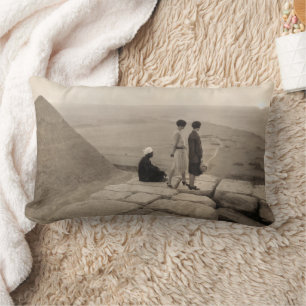 Flapper Girls Sunrise Khufu Pyramid, Egypt 1920 Lumbar Pillow