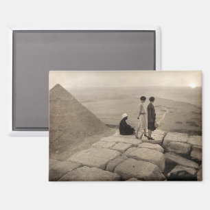 Flapper Girls Sunrise Khufu Pyramid, Egypt 1920 Magnet