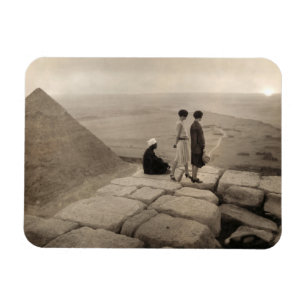 Flapper Girls Sunrise Khufu Pyramid, Egypt 1920 Magnet