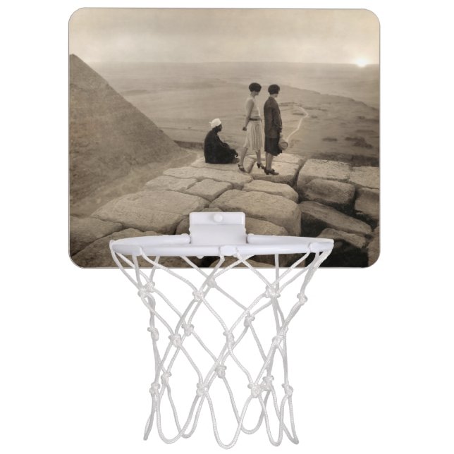 Flapper Girls Sunrise Khufu Pyramid, Egypt 1920  Mini Basketball Hoop (Front)