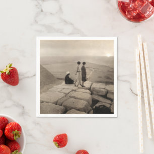 Flapper Girls Sunrise Khufu Pyramid, Egypt 1920 Napkins