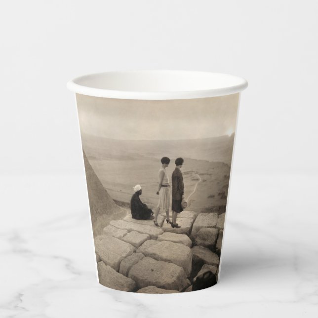 Flapper Girls Sunrise Khufu Pyramid, Egypt 1920  Paper Cups (Front)