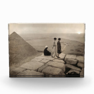 Flapper Girls Sunrise Khufu Pyramid, Egypt 1920 Photo Block