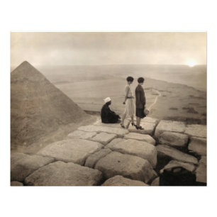 Flapper Girls Sunrise Khufu Pyramid, Egypt 1920  Photo Print