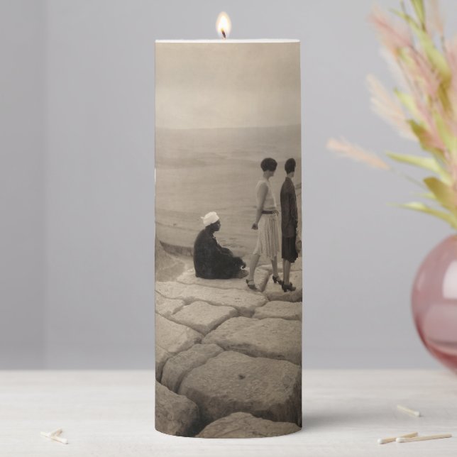 Flapper Girls Sunrise Khufu Pyramid, Egypt 1920  Pillar Candle (In Situ)