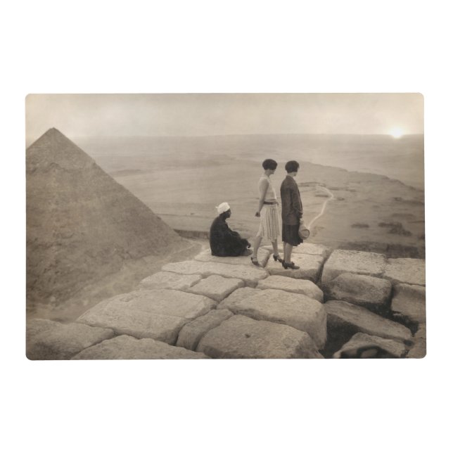 Flapper Girls Sunrise Khufu Pyramid, Egypt 1920  Placemat (Front)